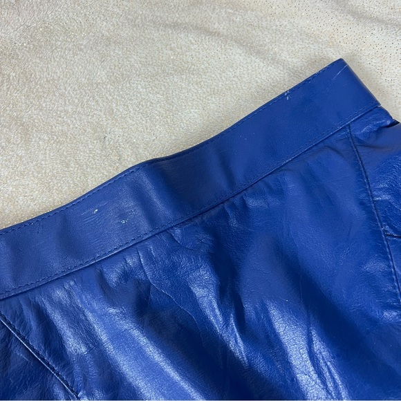 RETRO vintage Wilson's cobalt blue leather pencil skirt 80's size XS POCKETS - Picture 6 of 9